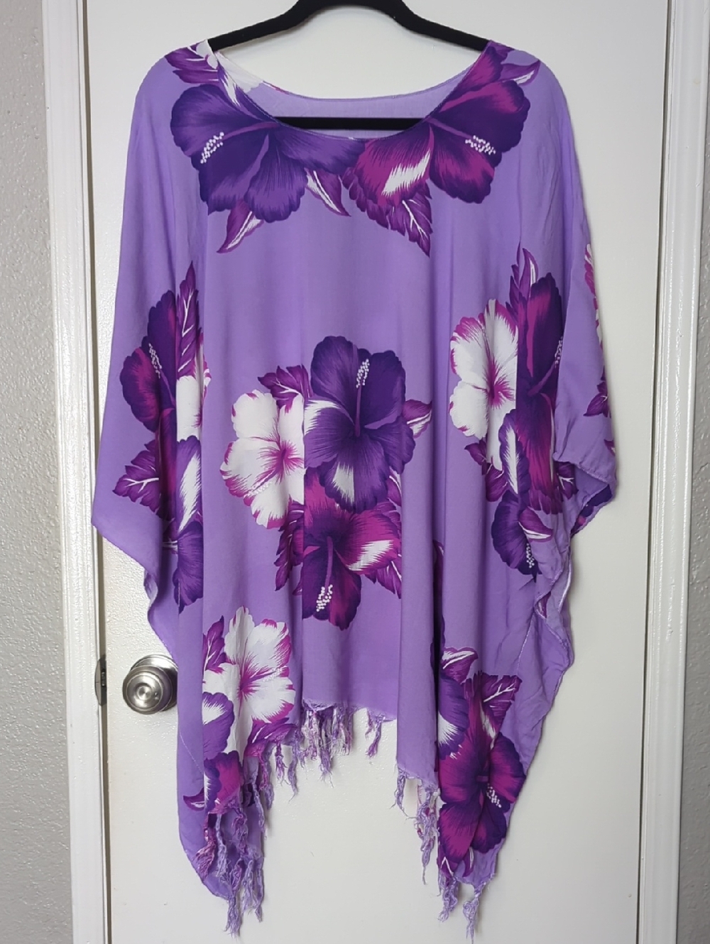 Purple Floral Lightweight Women's Cover-Up One Size